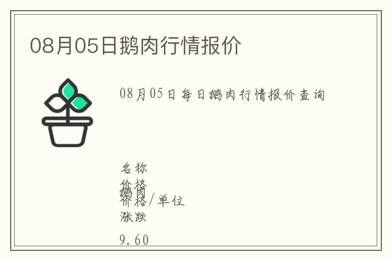 08月05日鵝肉行情報價