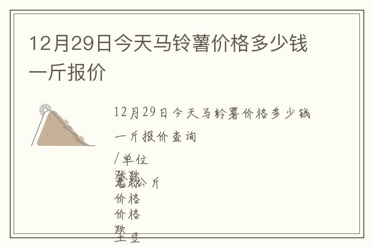 12月29日今天馬鈴薯價格多少錢一斤報價