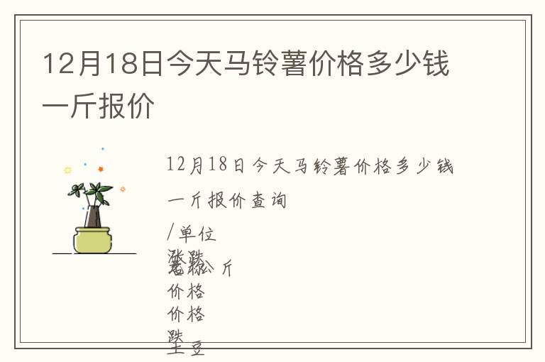 12月18日今天馬鈴薯價格多少錢一斤報價