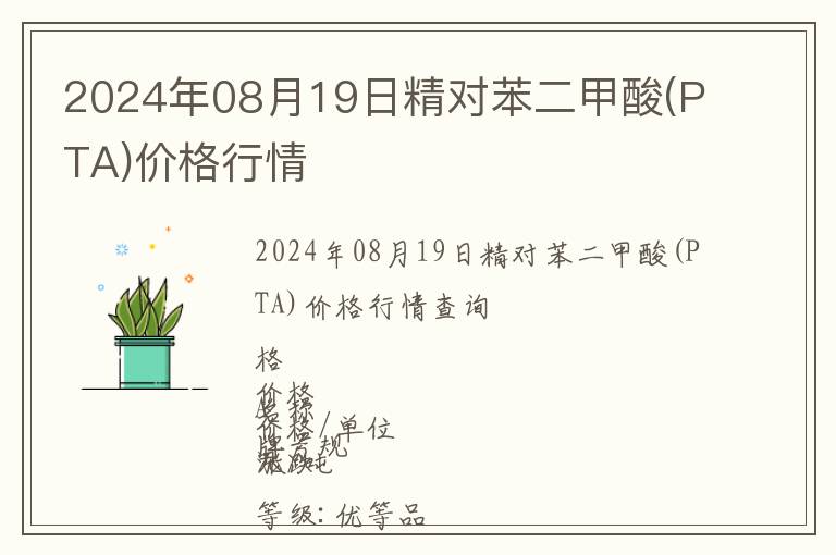 2024年08月19日精對苯二甲酸(PTA)價格行情