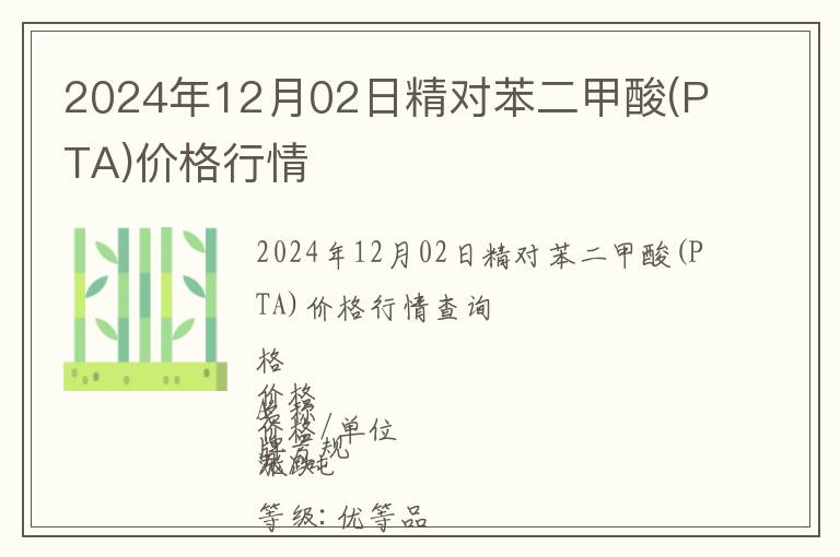2024年12月02日精對苯二甲酸(PTA)價格行情