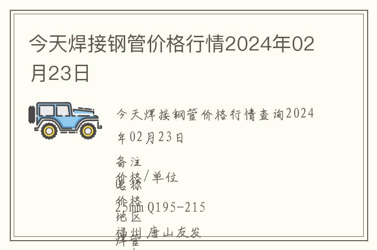 今天焊接鋼管價格行情2024年02月23日