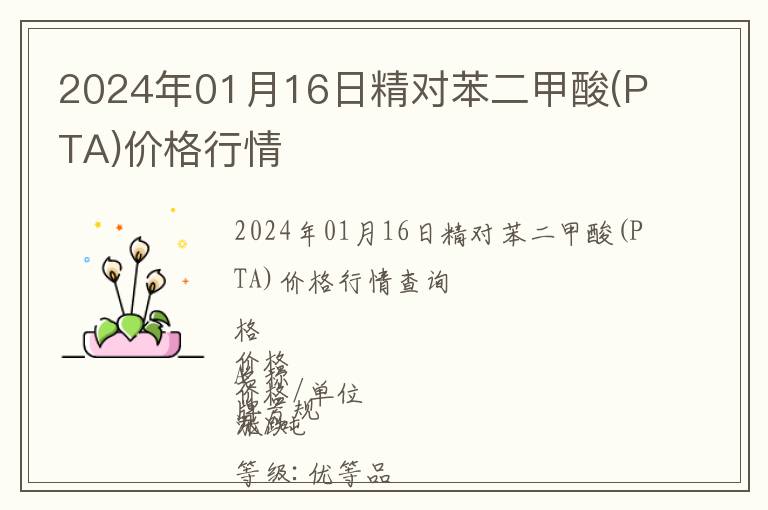 2024年01月16日精對苯二甲酸(PTA)價格行情