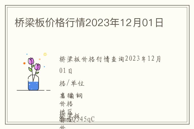 橋梁板價(jià)格行情2023年12月01日