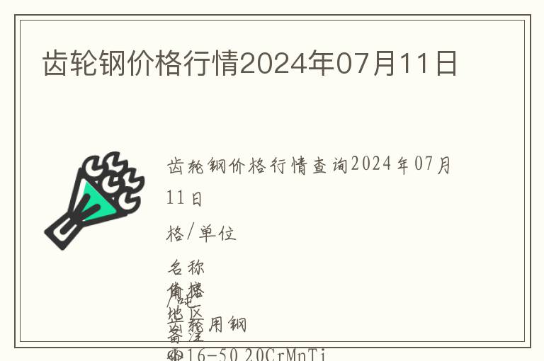 齒輪鋼價格行情2024年07月11日