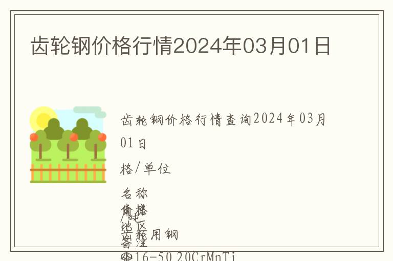 齒輪鋼價格行情2024年03月01日