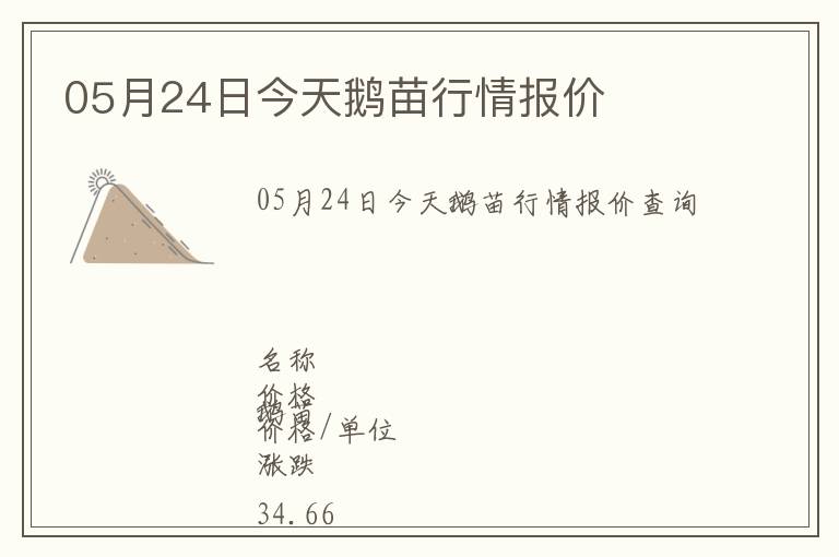 05月24日今天鵝苗行情報價