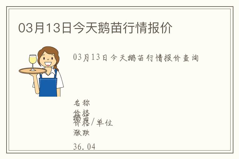 03月13日今天鵝苗行情報價