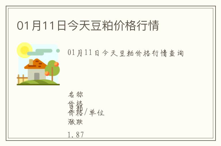 01月11日今天豆粕價格行情