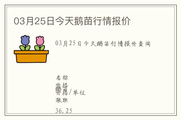 03月25日今天鵝苗行情報價