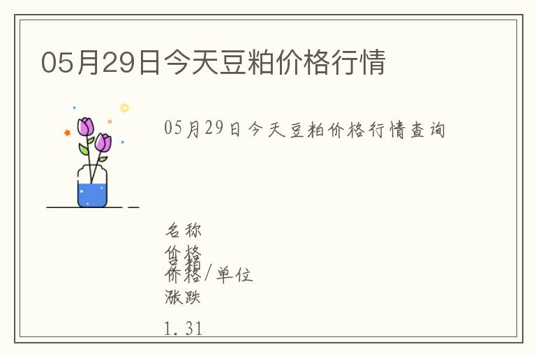 05月29日今天豆粕價格行情