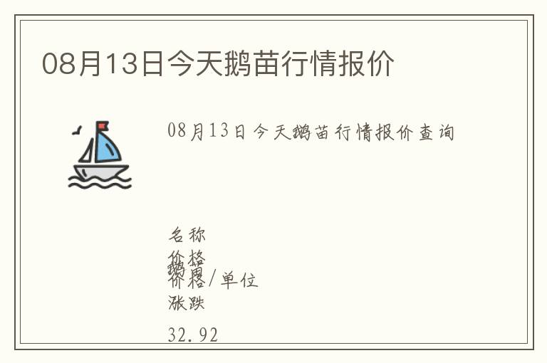 08月13日今天鵝苗行情報(bào)價(jià)