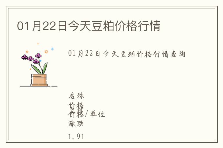 01月22日今天豆粕價格行情