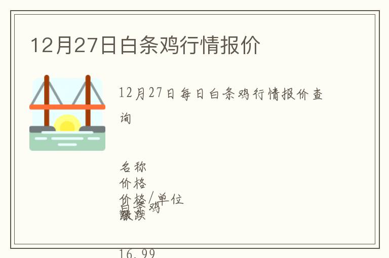 12月27日白條雞行情報價