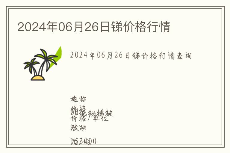 2024年06月26日銻價(jià)格行情