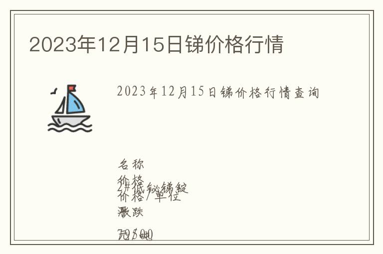 2023年12月15日銻價(jià)格行情