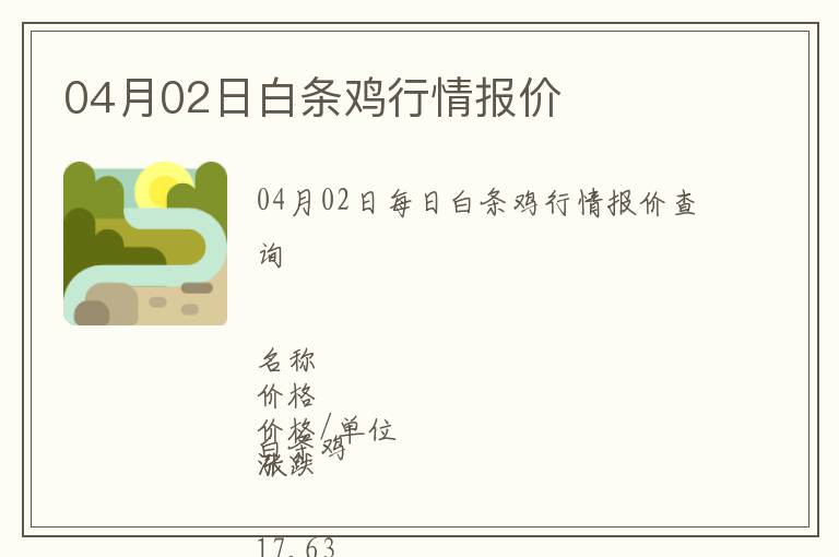 04月02日白條雞行情報價