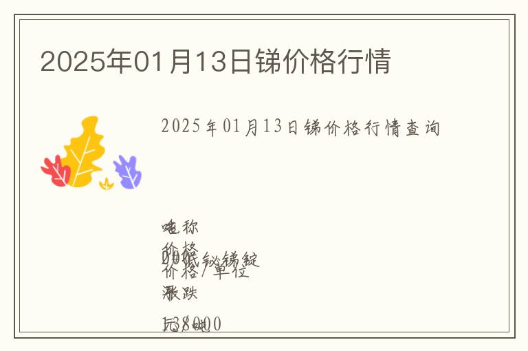 2025年01月13日銻價(jià)格行情