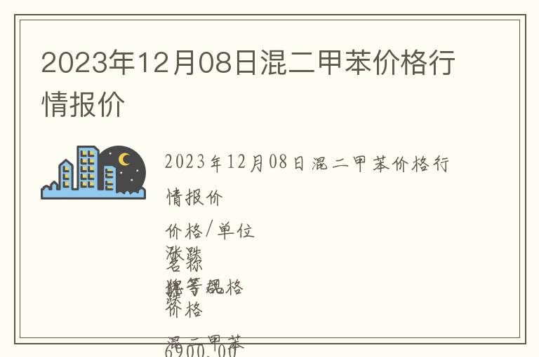 2023年12月08日混二甲苯價格行情報價
