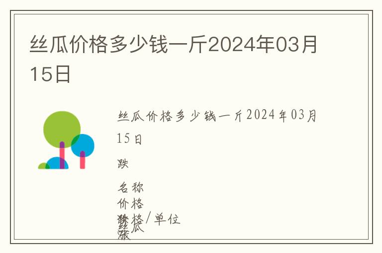 絲瓜價格多少錢一斤2024年03月15日