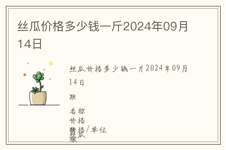 絲瓜價格多少錢一斤2024年09月14日