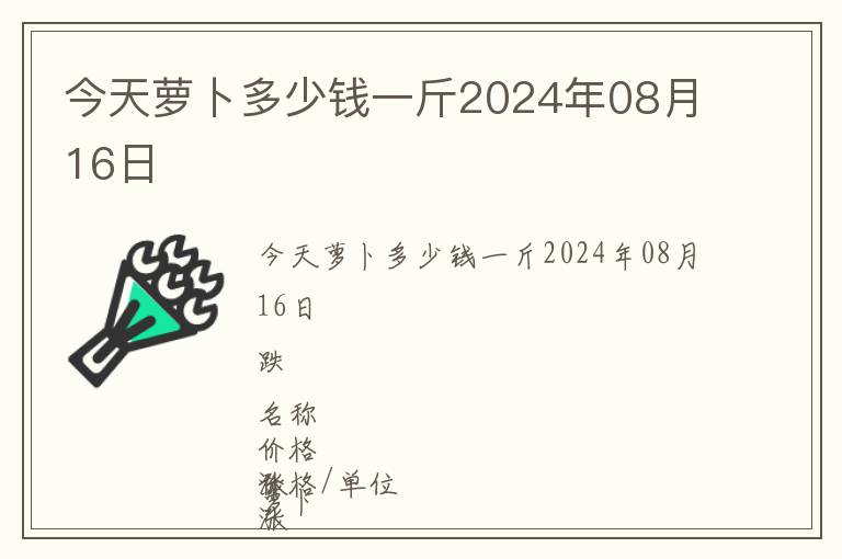 今天蘿卜多少錢一斤2024年08月16日