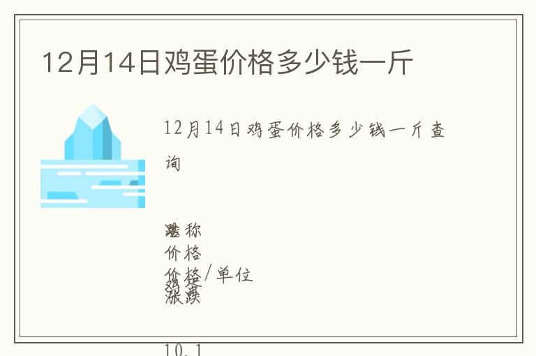 12月14日雞蛋價格多少錢一斤