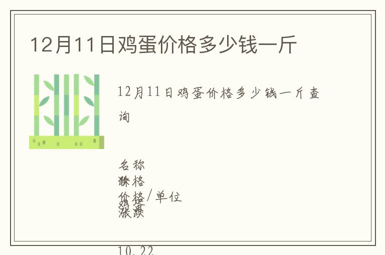 12月11日雞蛋價(jià)格多少錢一斤