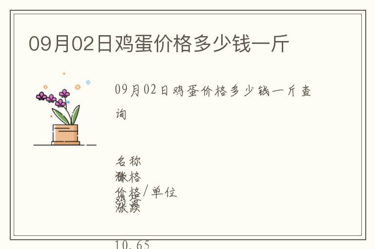 09月02日雞蛋價格多少錢一斤