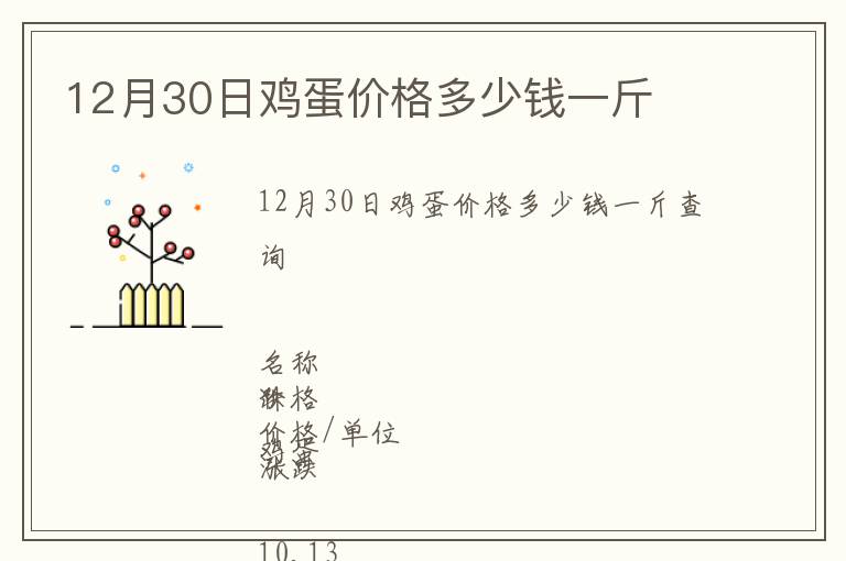 12月30日雞蛋價格多少錢一斤