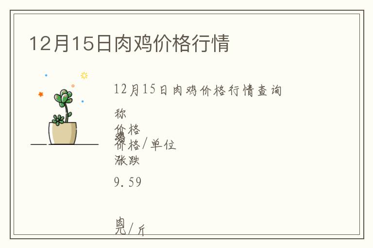 12月15日肉雞價格行情