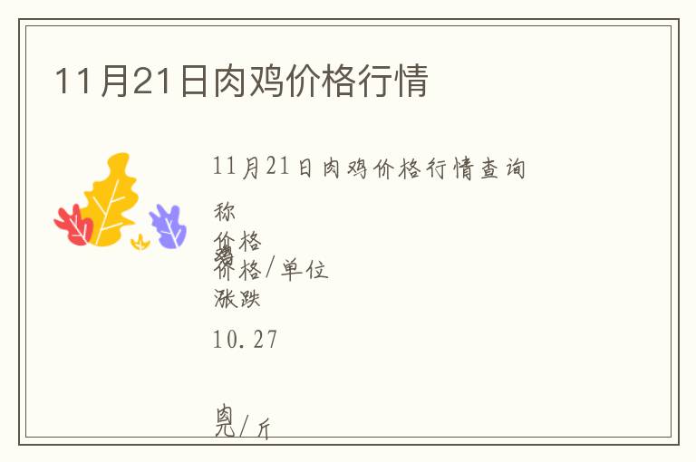 11月21日肉雞價格行情
