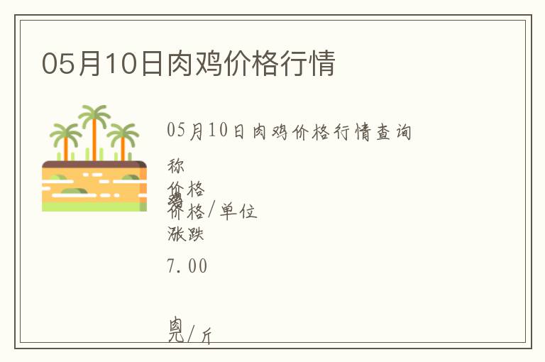 05月10日肉雞價格行情