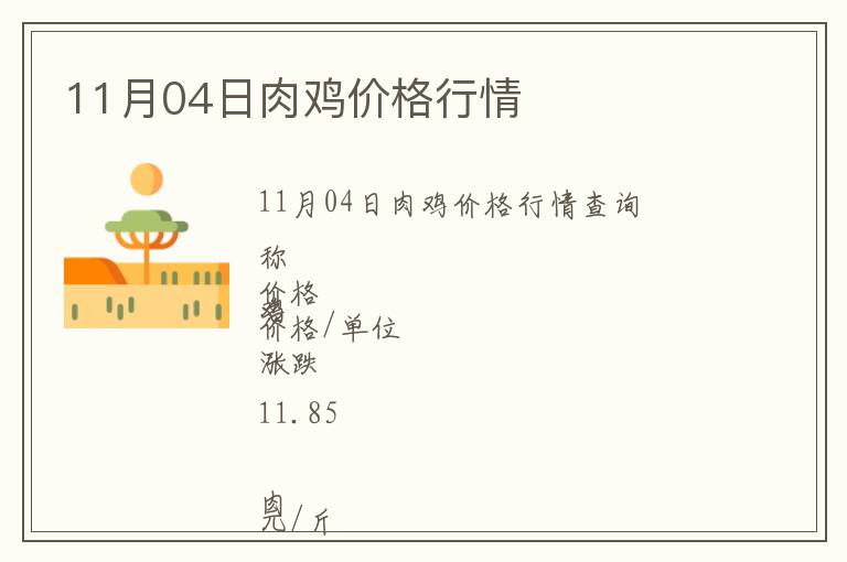 11月04日肉雞價格行情