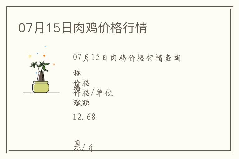 07月15日肉雞價格行情
