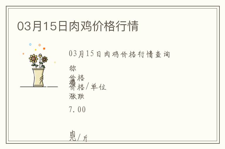 03月15日肉雞價格行情