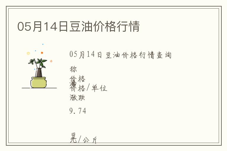 05月14日豆油價格行情