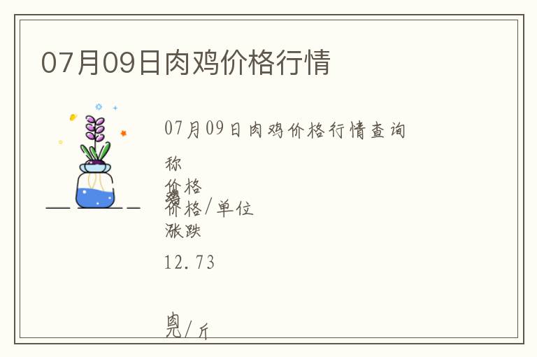 07月09日肉雞價格行情