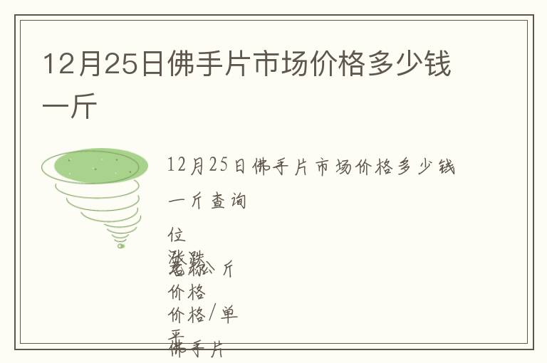 12月25日佛手片市場價格多少錢一斤