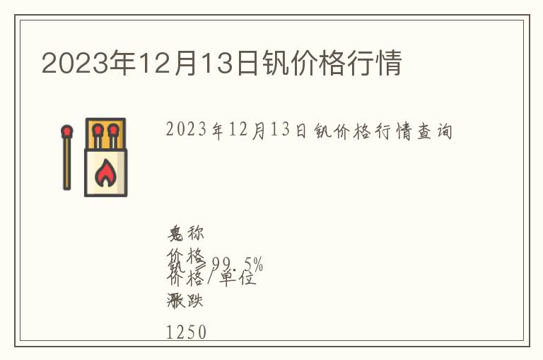 2023年12月13日釩價格行情