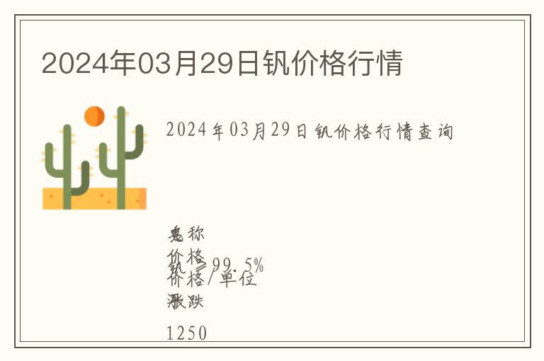 2024年03月29日釩價格行情