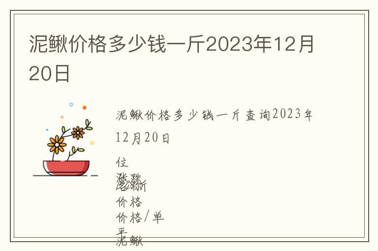 泥鰍價(jià)格多少錢一斤2023年12月20日
