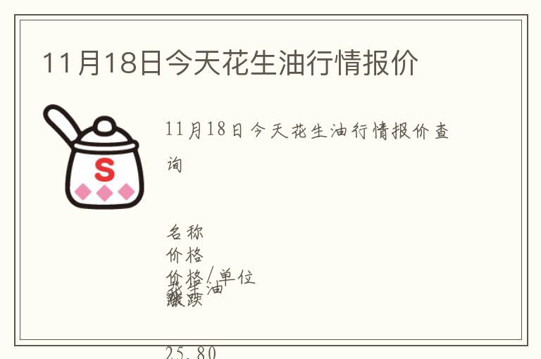 11月18日今天花生油行情報(bào)價(jià)