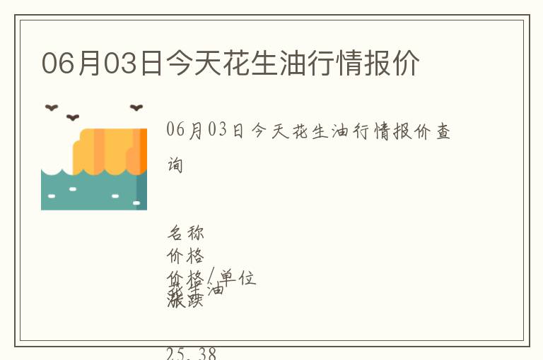 06月03日今天花生油行情報(bào)價(jià)