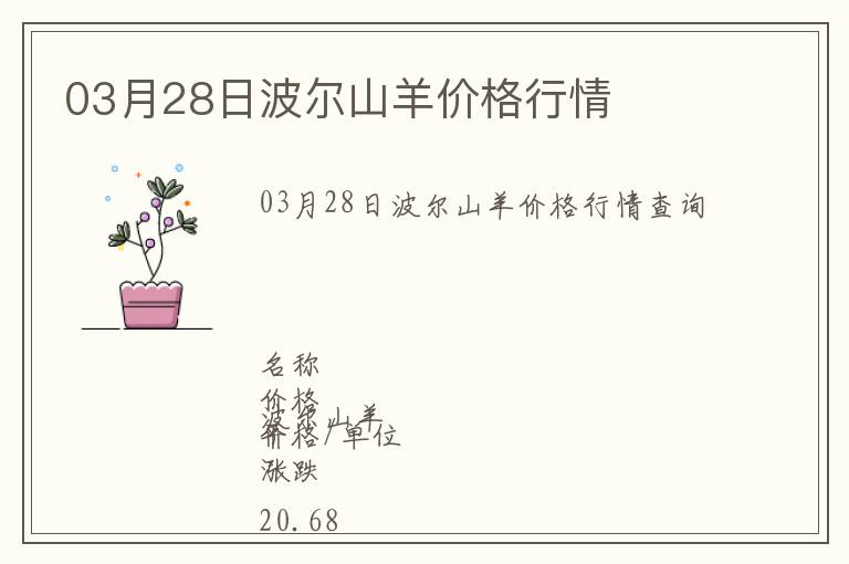 03月28日波爾山羊價格行情