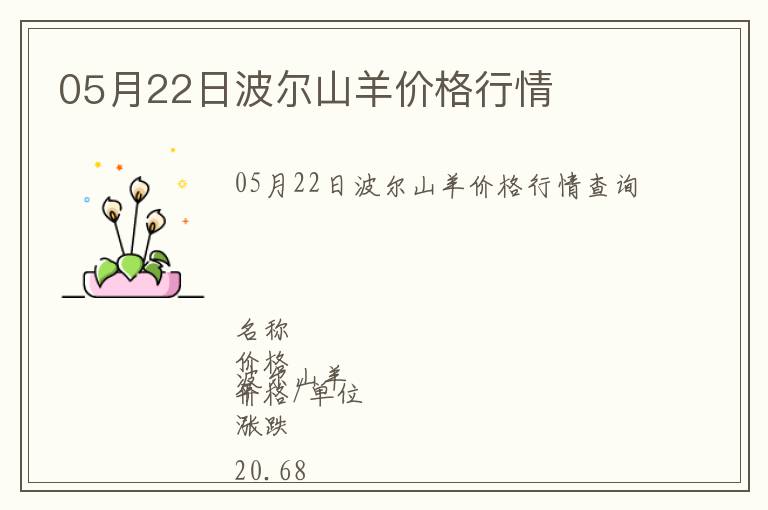 05月22日波爾山羊價(jià)格行情
