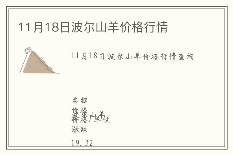11月18日波爾山羊價格行情