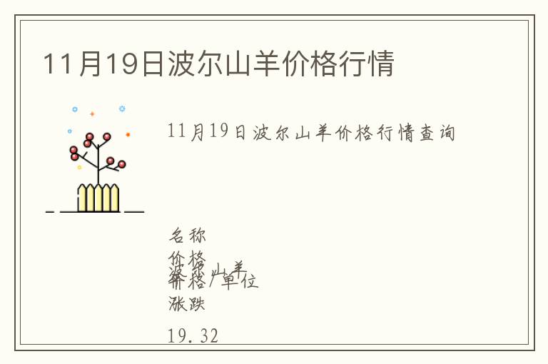 11月19日波爾山羊價格行情