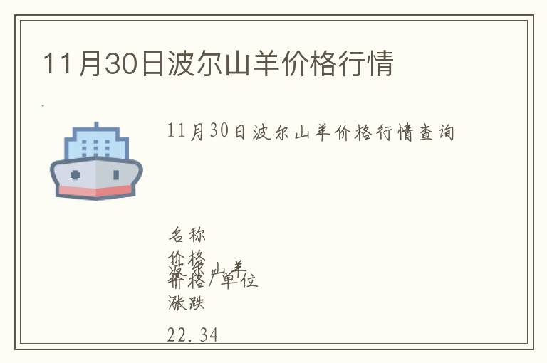 11月30日波爾山羊價(jià)格行情