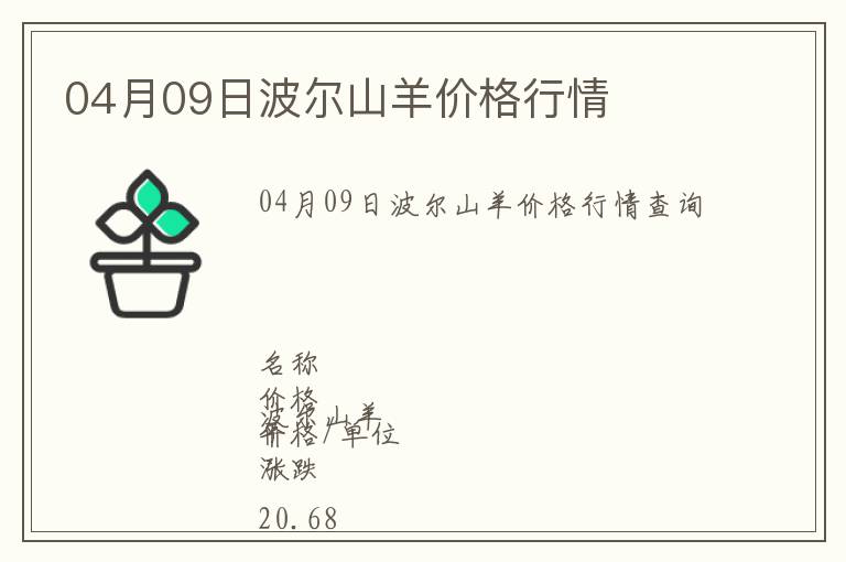 04月09日波爾山羊價格行情